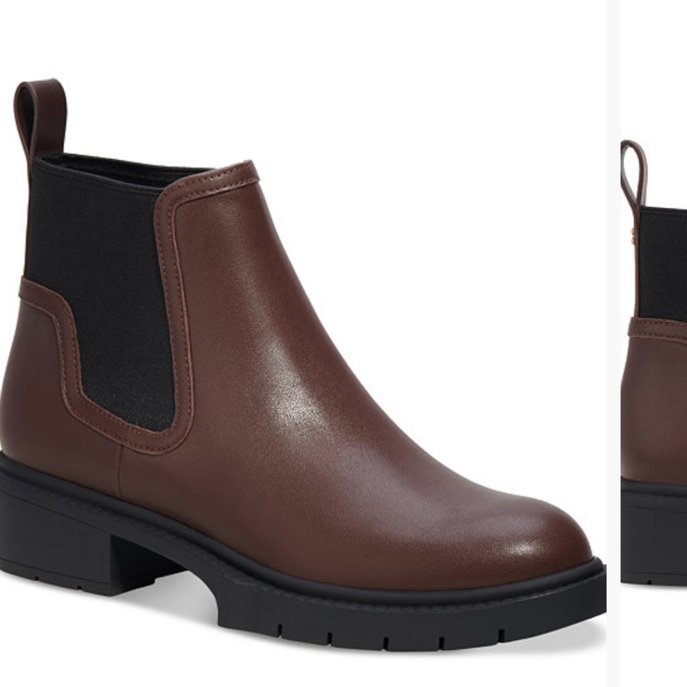 Coach Pull On Brown Leather Booties (Chelsea)